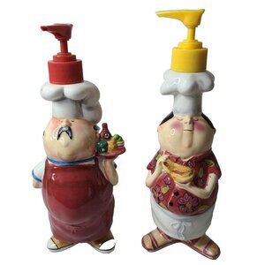 VTG Tracy Flickinger Master Of The Grill Chef Ketchup & Mustard Despenser Set